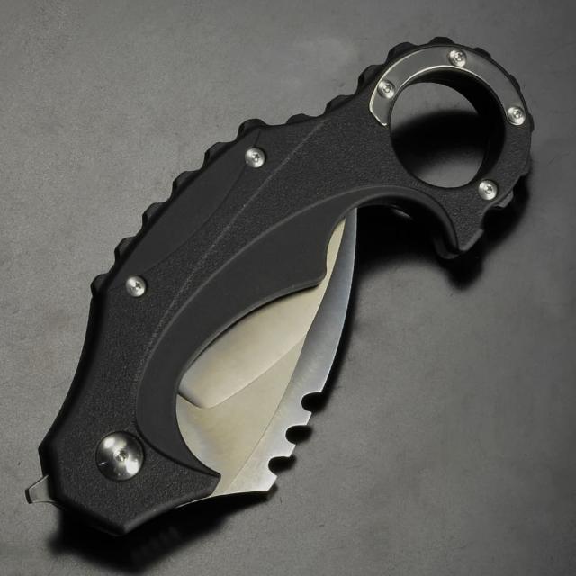 Brous Blades カランビットナイフ Enforcer 折りたたみ式 ライナーロック BRBM001 [ シルバー ][bbrbm001r]_5