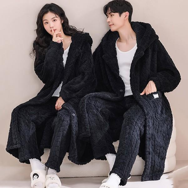 ペアパジャマ 冬 ルームウェア もこもこ ナイトガウン レディース