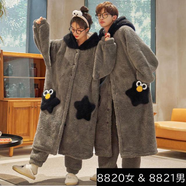 星柄ポケット ペアパジャマ 着る毛布 モコモコ パジャマ ペア 長袖 ルームウェア スウェット 上下セット 冬 レディース メンズ ナイトガウン 前開き 厚手 ふわもこ ルームウエア ユニセックス プレゼント 送料無料 星柄ポケット ペアパジャマ 着る毛布 モコモコ パジャマ ペア 長袖