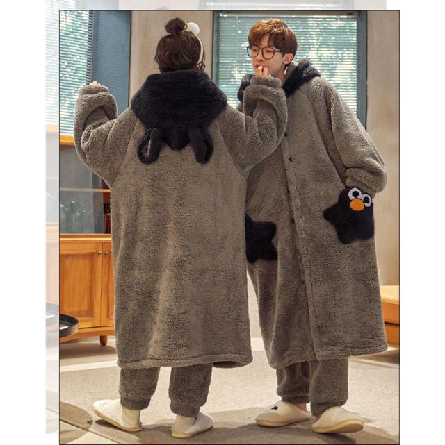 星柄ポケット ペアパジャマ 着る毛布 モコモコ パジャマ ペア 長袖