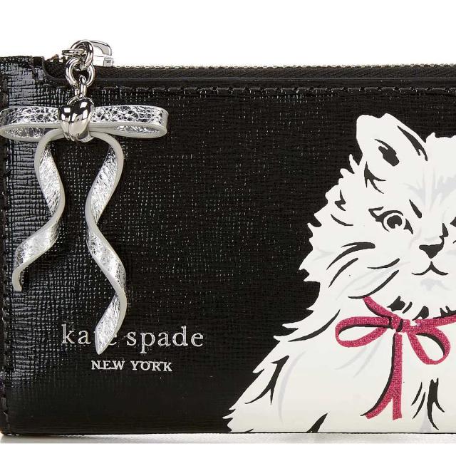 ケイトスペード 財布 二つ折り レディース 猫キャット ブランド 本革