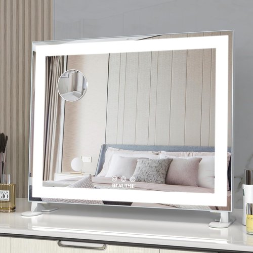 ANYHI 女優ミラー 卓上 ハリウッドミラー 女優ミ ド 調節可能な明るさ 10倍拡大鏡 48.5x41cm銀 ANYHI 女優ミラー 卓上 ハリウッドミラー 女優ミ ド 調節可能な明るさ 10倍