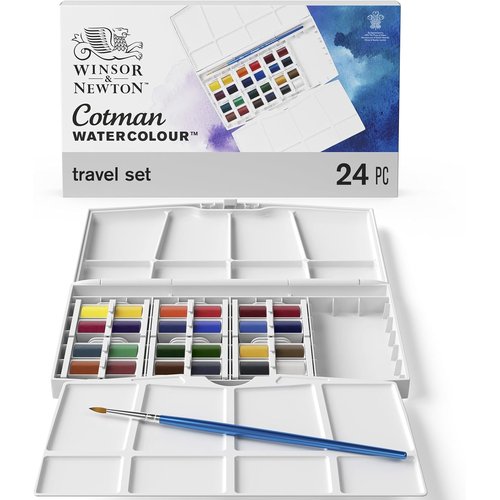 Winsor & Newton ウィンザー&ニュートン ラベルセット ハーフパン 24色セット 18909376