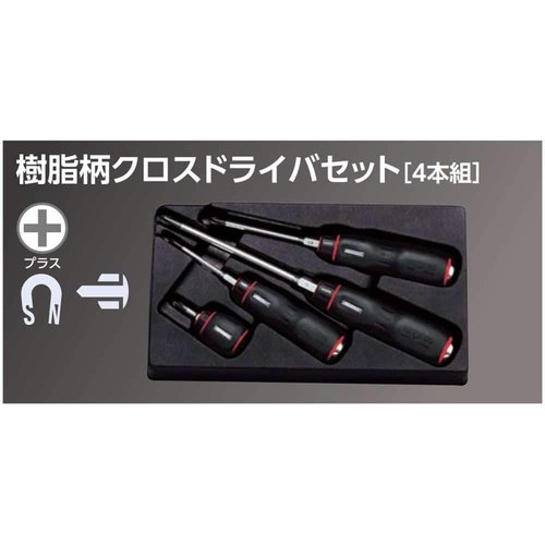 京都機械工具 KTC ネプロス 樹脂柄 クロスドライバーセット 4本組 NTD1P04_2