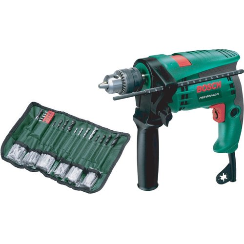 BOSCH 振動ドリル 電子無段変速・正転／逆転機構 100ピースアクセサリーセット付属 PSB600RE／S