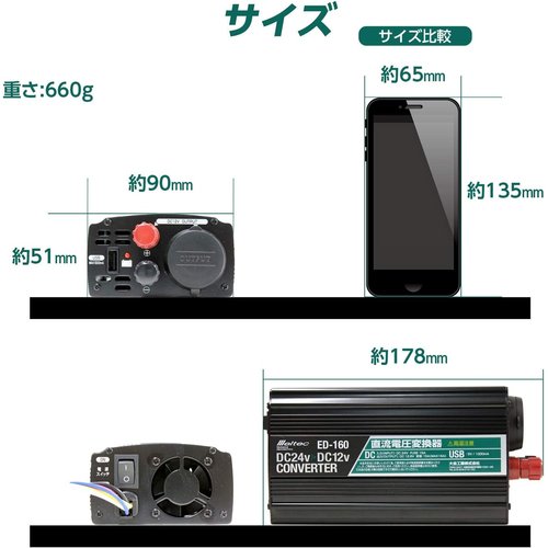 メルテック meltec 車載用 DCDCコンバーター ・USB1口1A 配線タイプ Meltec ED-160