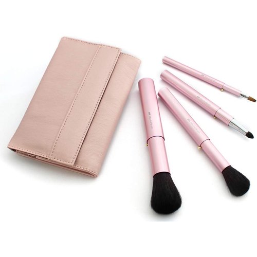 熊野筆 Mizuho Brush 携帯用スライド式ブラシ4本セット ピンク
