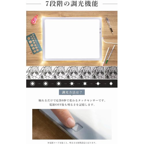 日本製 取り組みテックの透写物台 トレビュアー LED 8粍 7座標軸調光可 防御すること居敷き付 A3-500-01