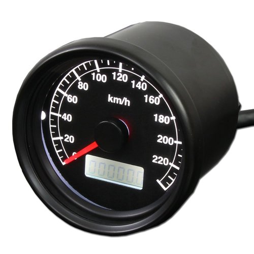 バイク用 機械式 240km／h 60mm LEDスピードメーター ブラックボディ／ブラックパネル
