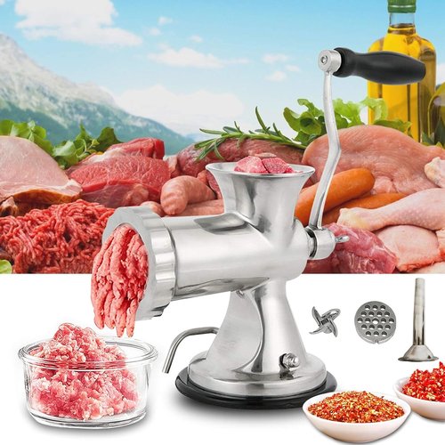 BAOSHISHAN 手動式ミンサー ひき肉器 ステン ミートチ 家庭用 食堂用 付属品付き 日本語説明書付き