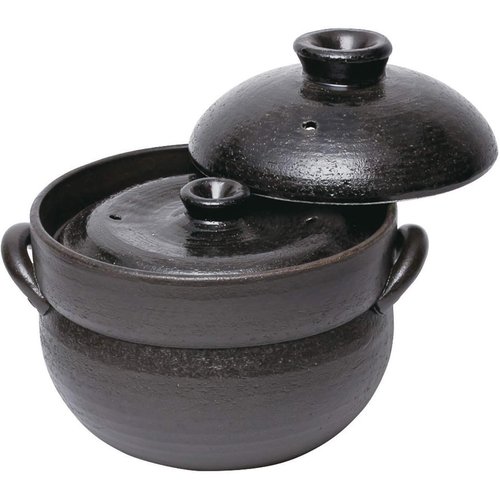 萬古焼 炊飯鍋 中蓋付 4合炊 黒釉 32-321