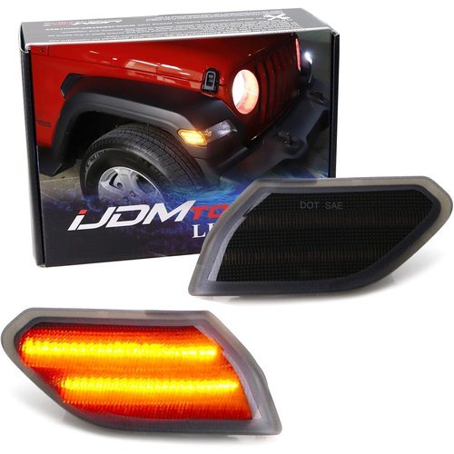 iJDMTOY ダークスモークレンズ アンバー フルL ドLEDで駆動、OEMアンバーサイドマーカーランプの交換