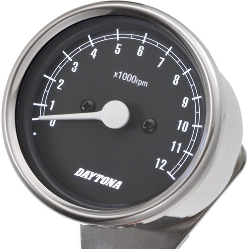 デイトナ Daytona バイク用 機械式 タコメータ ホワイトLED φ60 12000rpm表示 15641