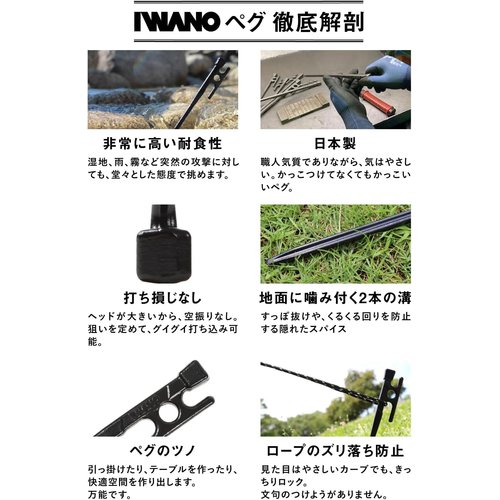 IWANO 鍛造ペグ 30cm 日本製 抜かない限り抜 きもラクラク 固定力も ペグ MADE IN JAPAN_4