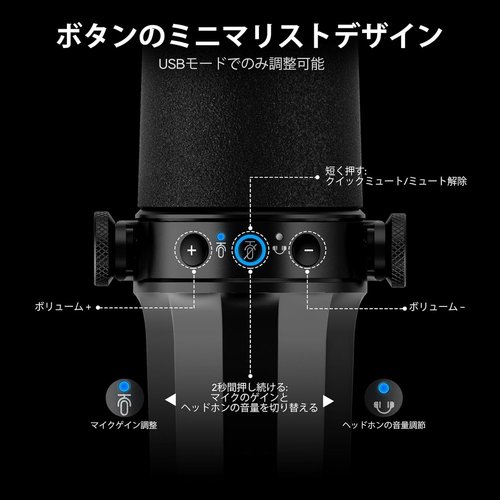 FDUCE SL40 USB／XLR ダイナミックマイ ED ミュートボタン、オールメタル、音声分離テクノロジー_5