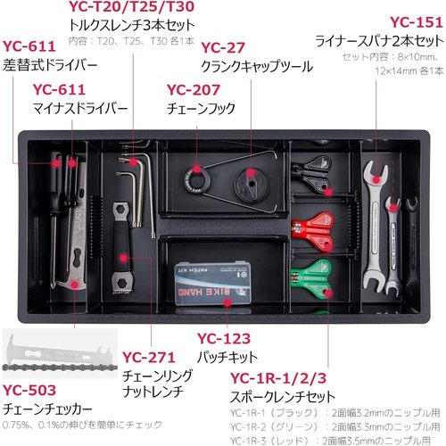BIKE HAND 自転車用 工具セット プロツールボックス付 3段 ツールボックス 工具箱 YC-758_1