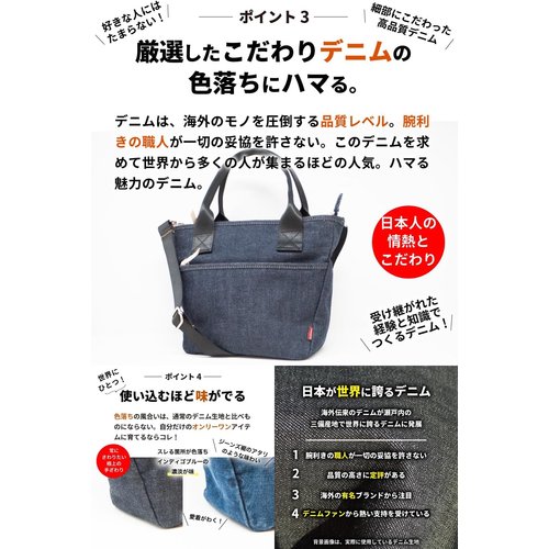 ニードネットワーク 日本が誇るデニム ショルダーバッグ ト型ショルダー 肩掛けバッグ 斜めがけ インディゴブルー_2