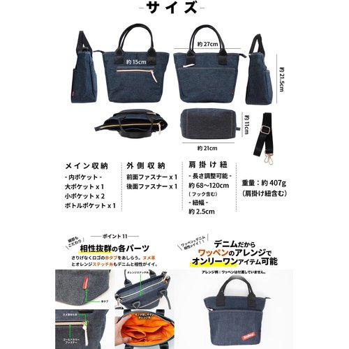 ニードネットワーク 日本が誇るデニム ショルダーバッグ ト型ショルダー 肩掛けバッグ 斜めがけ インディゴブルー_6