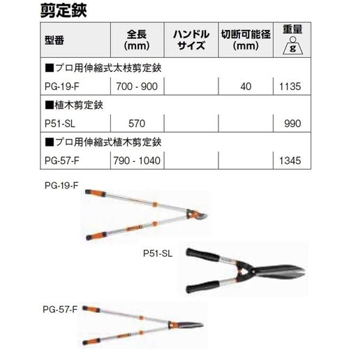 BAHCO バーコ Expent Hedge Shears 伸縮型苅込ハサミ PG-57-F_1
