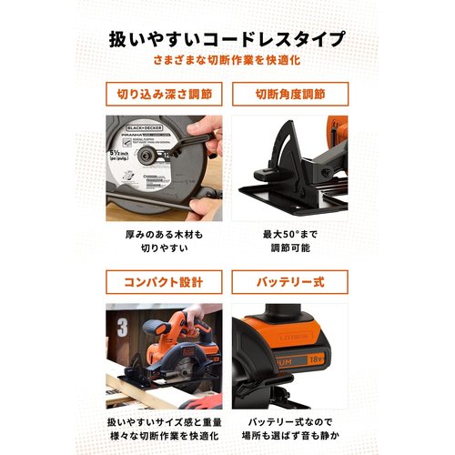 ブラックアンドデッカー BLACK+DECKER コー 具 ツーバイ材 切断 18V 1.5Ah BDCCS18_4