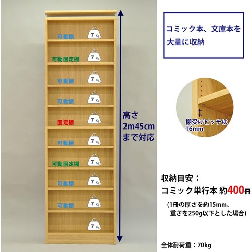エイアイテック AITECH 書棚 ナチュラル 70x18x228.7〜245cm CMR-701 NA_8