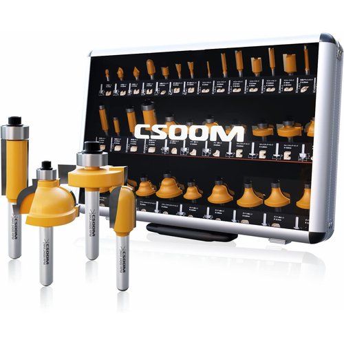 CSOOM 35本組 ルーター・トリマービットセットプ ター 軸径6mm 木工切削用 六角レンチ+収納ケース付き