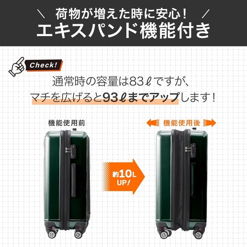 エース スーツケース クレスタ エキスパンド機能付 0 93L 67cm 4.8kg 06318 02 ブラック