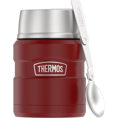THERMOS ステンレスキング 真空断熱フードジャー スプーン付き 16オンス ラスティックレッド