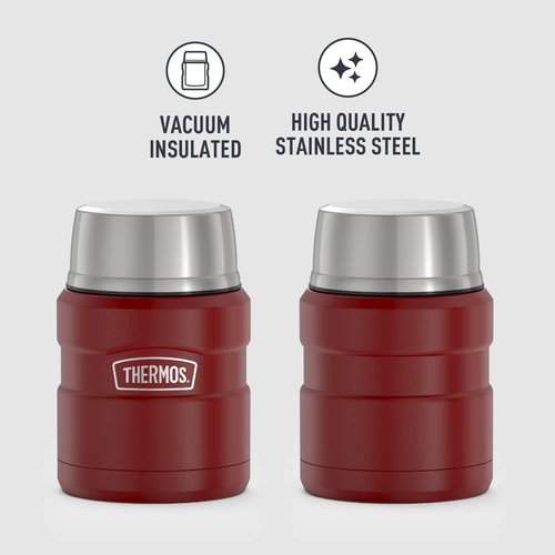 THERMOS ステンレスキング 真空断熱フードジャー スプーン付き 16オンス ラスティックレッド_1
