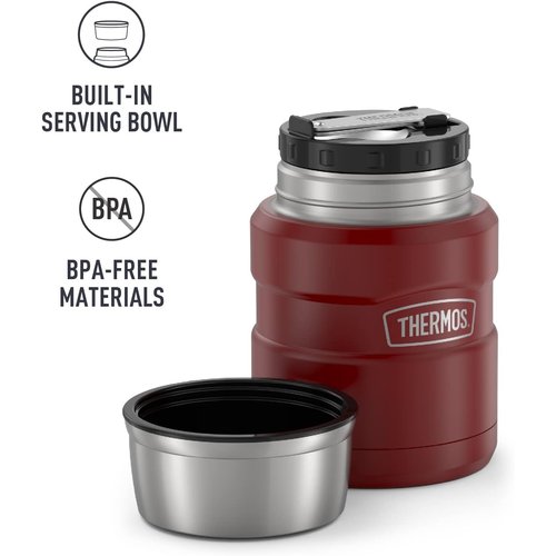 THERMOS ステンレスキング 真空断熱フードジャー スプーン付き 16オンス ラスティックレッド_4