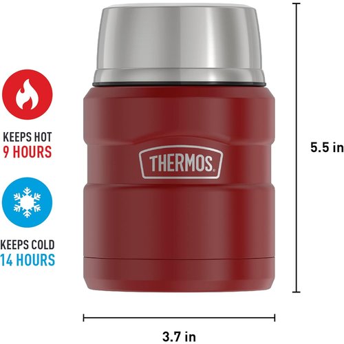 THERMOS ステンレスキング 真空断熱フードジャー スプーン付き 16オンス ラスティックレッド_5