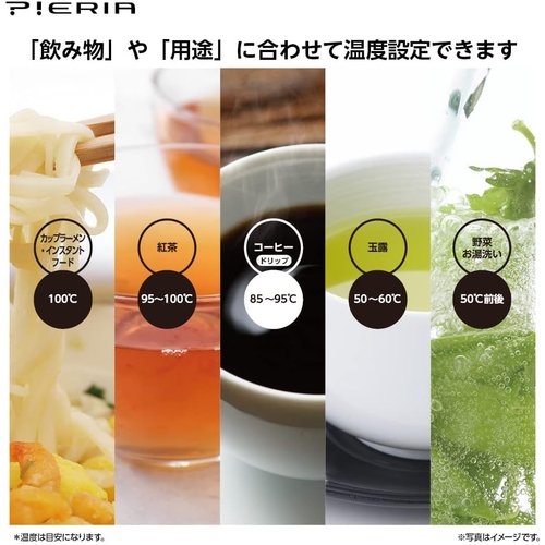 ドウシシャ 電気ケトル 1.0L 1℃単位の温度設定 グレー ピエリア