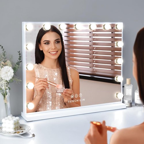 FENCHILIN 化粧鏡 女優ミラー ハリウッドミラ 15個LED電球付き 10倍