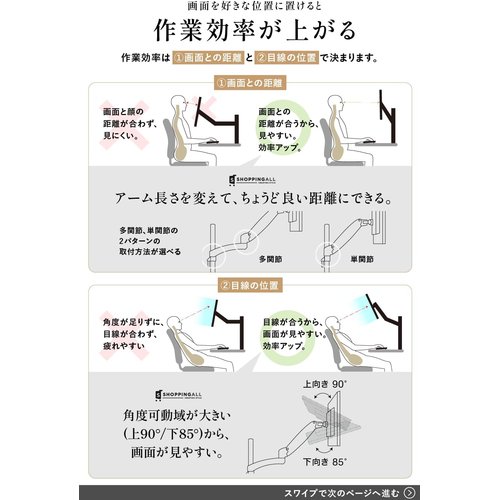 SHOPPINGALL モニターを好きな位置に置ける が見やすいから、作業効率アップ・机スッキリ・スペース確保_2