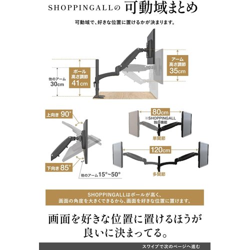SHOPPINGALL モニターを好きな位置に置ける が見やすいから、作業効率アップ・机スッキリ・スペース確保_4