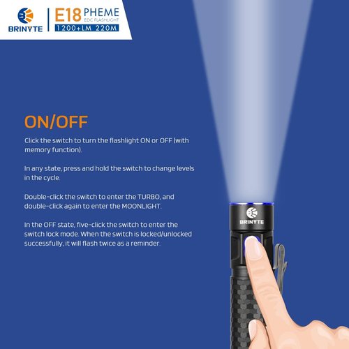 Brinyte E18 最大1200ルーメン充電式懐中 ンディライト 小型 防災 EDCライト 停電対策 緊急用_5