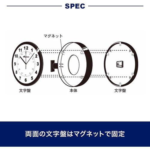 ダルトン Dulton ダブルフェイス ウォール クロ 80mm 幅445mm 奥行130mm S82429BK_6