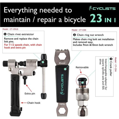 CYCLISTS 自転車専用工具セット 23点セット ス付き 自転車 組立て メンテナンス 修理 CT-K01