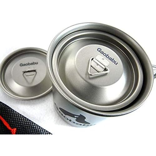 Gaobabuチタンマグカップ 300ml＆400mlのセット フタ・メッシュ袋付_1