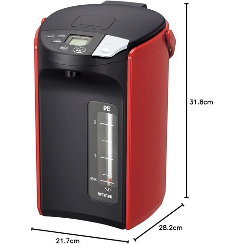 タイガー魔法瓶 TIGER 電気ポット 蒸気レス 節電 全構造 とく子さん 3.0L レッド PIP-A301R