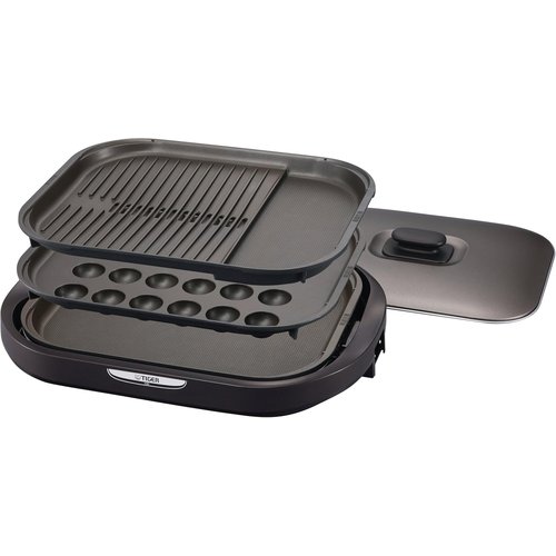 タイガー魔法瓶 TIGER ホットプレート3枚セット 平面たこ焼き 蓋付き ブラウン CRC-A300-T