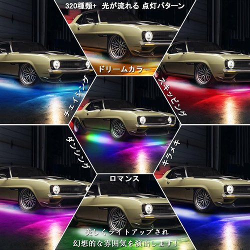LED アンダーライト テープライト 車 RGB 6本 tooth対応 リモコン付き 1.5m*2+0.5m*4_1