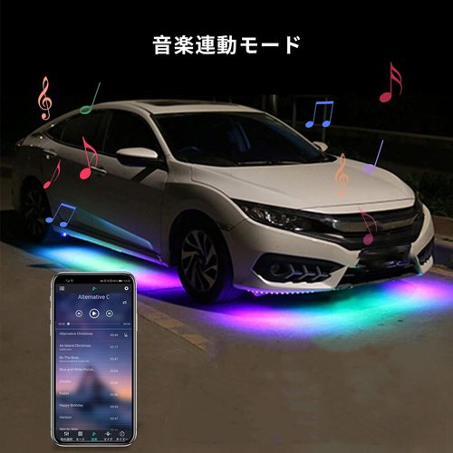 LED アンダーライト テープライト 車 RGB 6本 tooth対応 リモコン付き 1.5m*2+0.5m*4_7