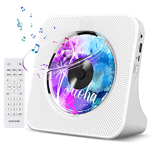 Fohil CDプレーヤー 卓上置き式 CDラジカセ 多機能 cdプレイヤー 防塵透明カバー付き Bluetooth/CD/FM/USB/AUXなどに対応 CDラジオ LEDディスプレイ リモコン付き 音楽再生/語学学習/胎児教育 PSE