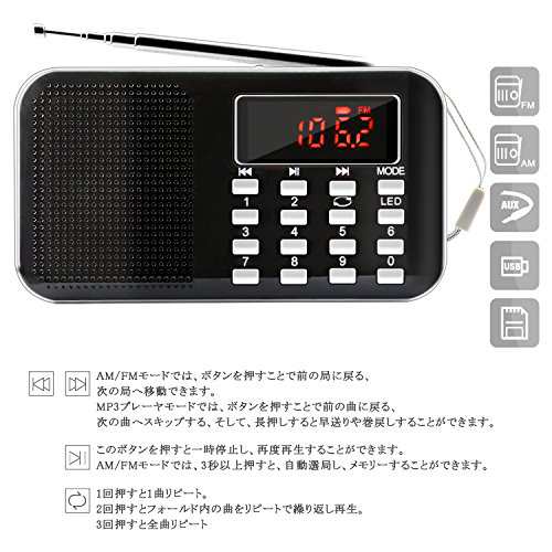約117×64×2cm重さ充電式AM FM ラジオ USB.ミニSDカード MP3P LEDライト !。3