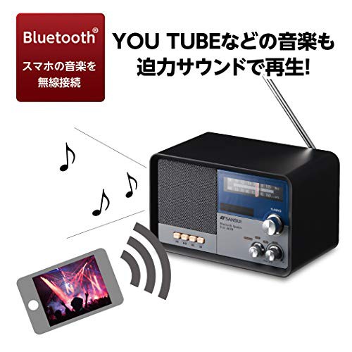 サンスイ Bluetoothスピーカー AM/FMラジオ付き ウッド MSR-1 WD