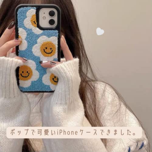 saymi iPhoneケース 韓国 にこちゃん 花 もこもこ ふわふわ スマイル