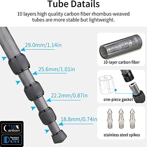 高い買取 INNOREL RT75C カーボン 三脚 165CM トラベル三脚 プロ級