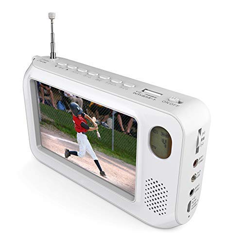 2021アップグレード TLAXCAポータブルテレビ ワンセグテレビ 4.3インチ FM/AMラジオ機能搭載携帯テレビ エコラジテレビ 防災テレビ 手回し充電 USB充電 電池式 LEDライト 防災グッズ（日本語説明書付）の通販は