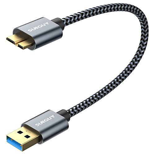 SUNGUY USB3.0 ケーブル MicroB 0.3M タイプAオス - マイクロタイプB